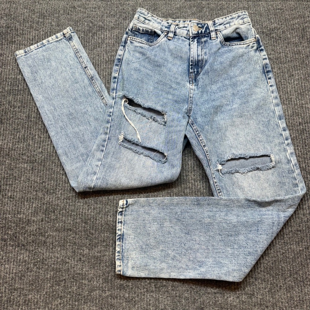 Refuge‎ Denim Womens Size 1 Ultra High Rise Distressed Straight Leg Jeans